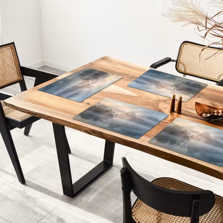 Placemat - 6 stuks - Landschap - Bergen - Mist - Water - Natuur — 5