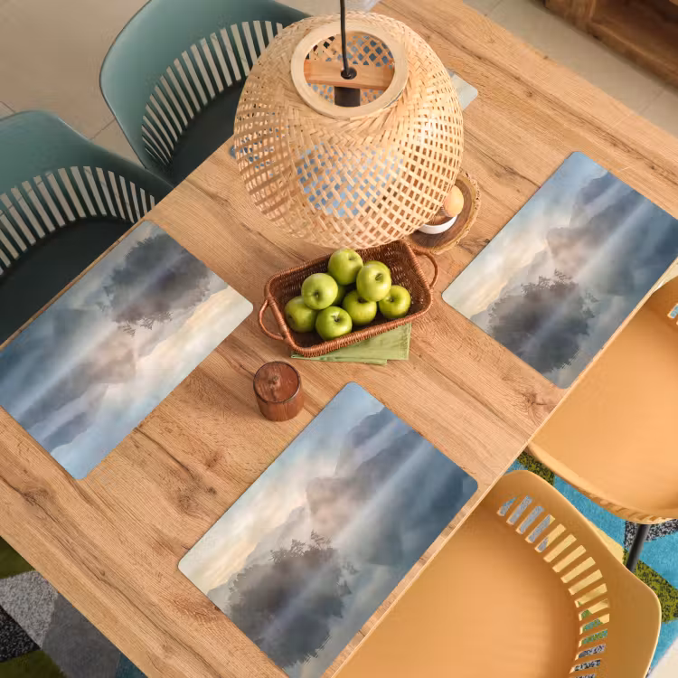 Placemat - 6 stuks - Landschap - Bergen - Mist - Water - Natuur — 6