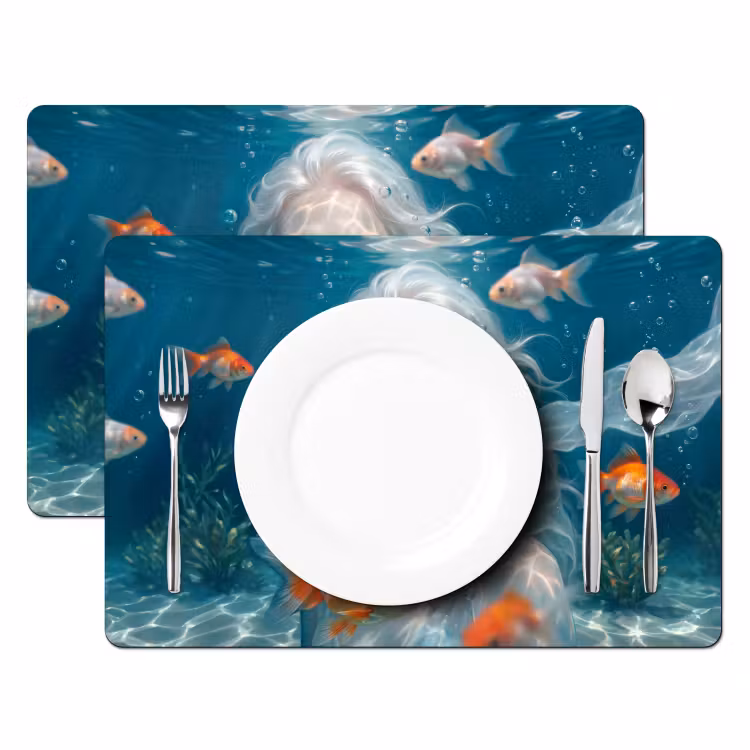 Placemat - 6 stuks - Mens - Onderwater - Vis - Modern - Blauw — 2