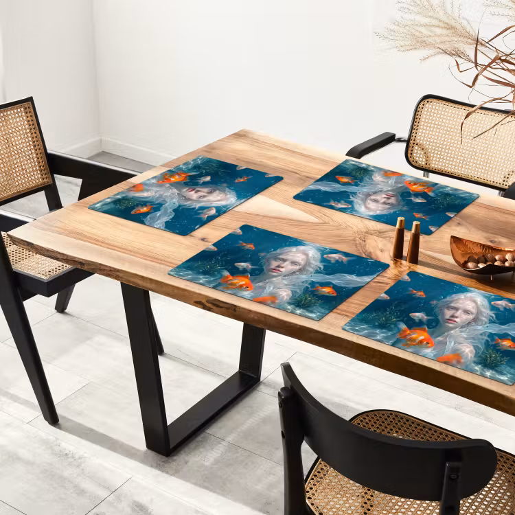 Placemat - 6 stuks - Mens - Onderwater - Vis - Modern - Blauw — 5