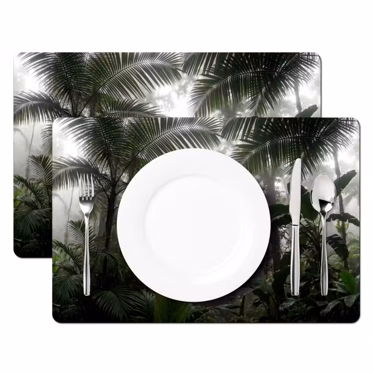 Placemat - 6 stuks - Natuur - Jungle - Mist - Groen - Bladeren — 2