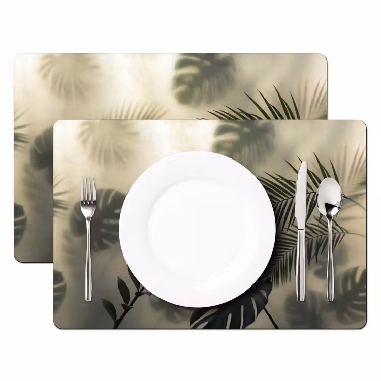 Placemat - 6 stuks - Planten - Bladeren - Schaduwen - Groen - Modern — 2