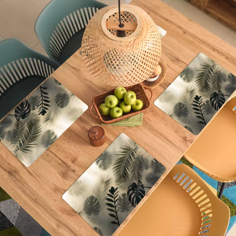 Placemat - 6 stuks - Planten - Bladeren - Schaduwen - Groen - Modern — 6
