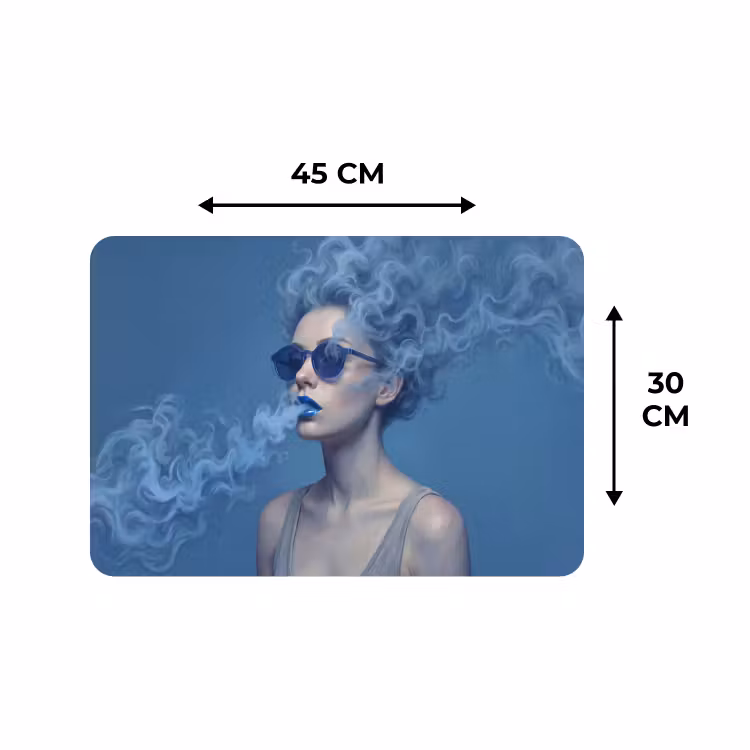 Placemat - 6 stuks - Portret - Zonnebril - Rook - Abstract - Blauw — 3