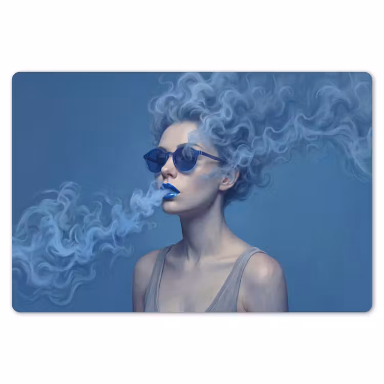 Placemat - 6 stuks - Portret - Zonnebril - Rook - Abstract - Blauw — 7