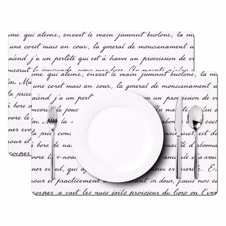 Placemat - 6 stuks - Tekst - Handschrift - Klassiek - ZwartWit — 2