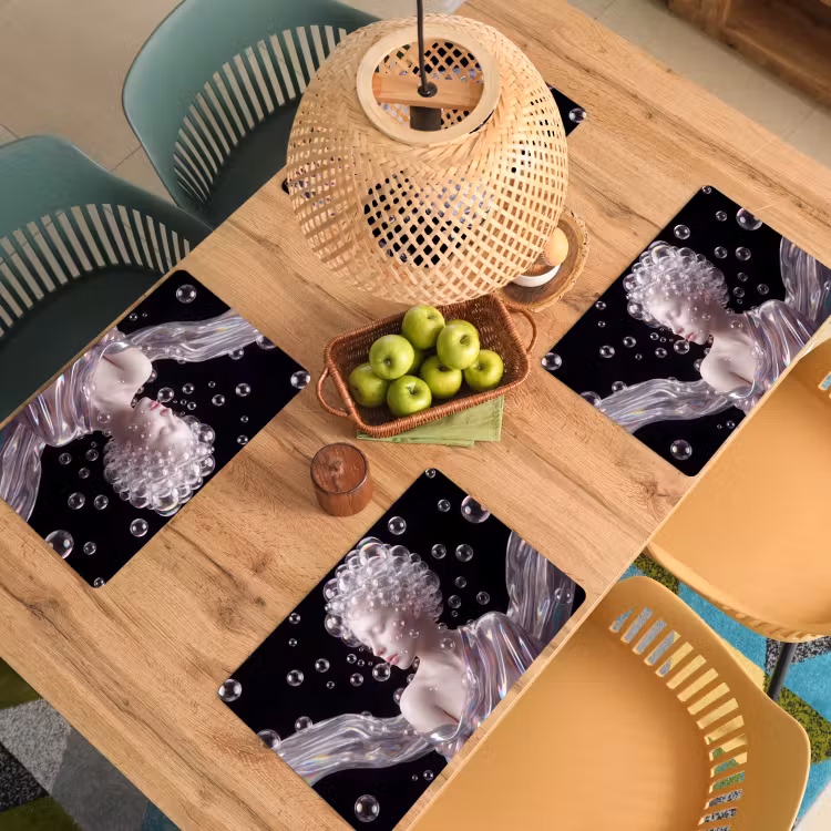 Placemat - 6 stuks - Vrouw - Bellen - Abstract - Kleurrijk — 6