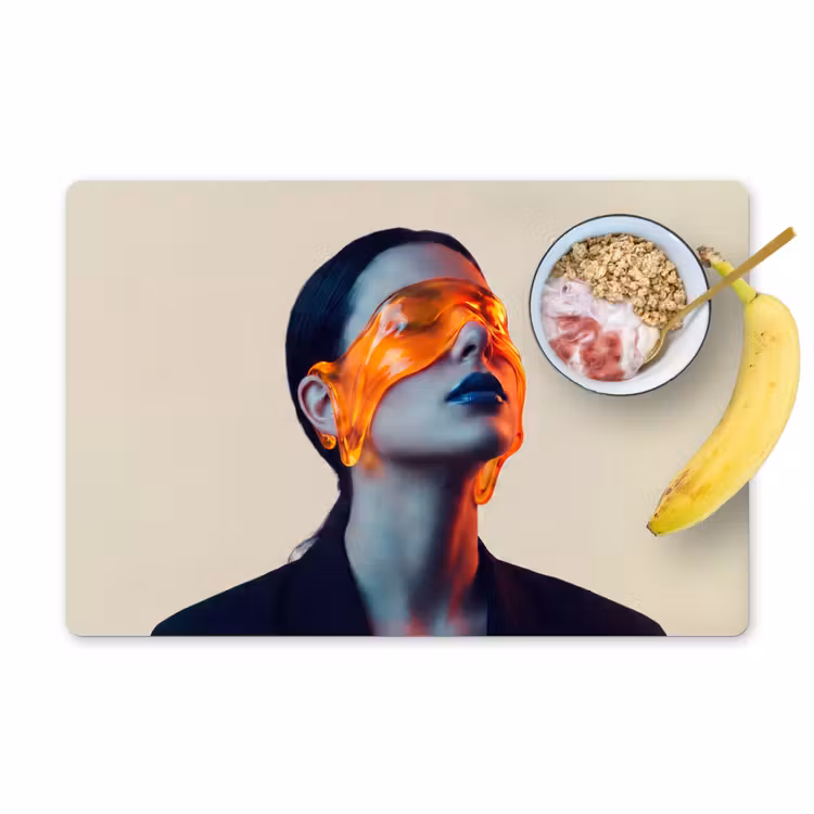 Placemat - 6 stuks - Vrouw - Oranje - Abstract - Modern - Kleurrijk — 1