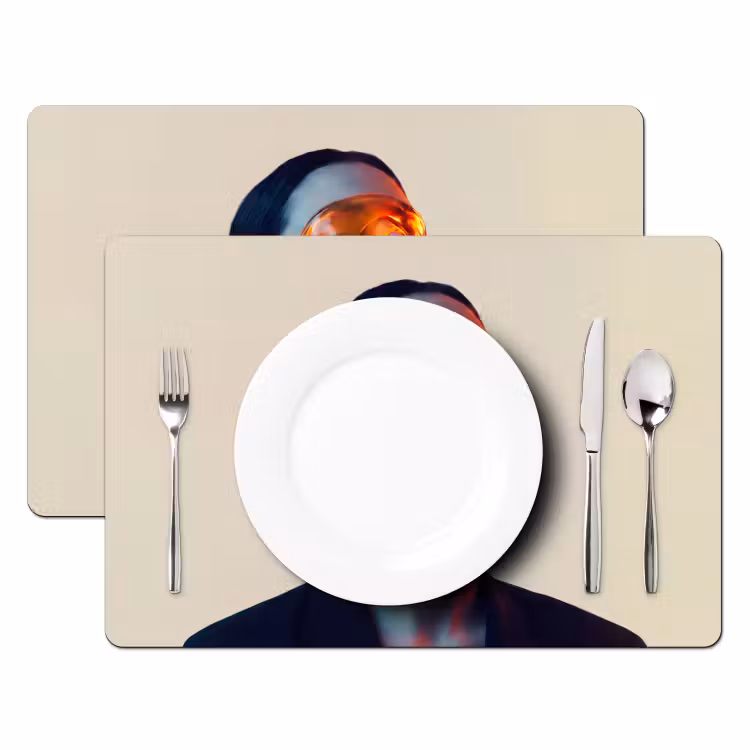 Placemat - 6 stuks - Vrouw - Oranje - Abstract - Modern - Kleurrijk — 2