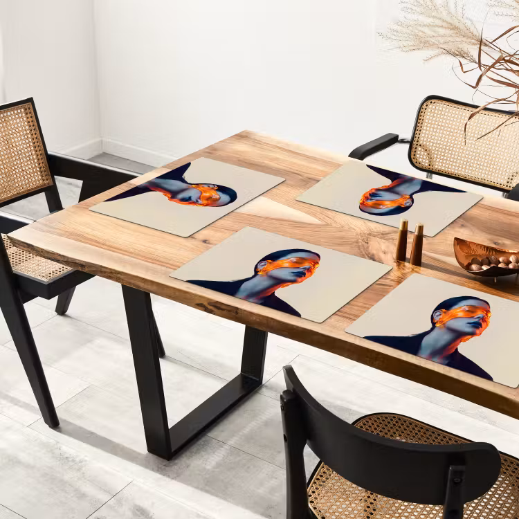 Placemat - 6 stuks - Vrouw - Oranje - Abstract - Modern - Kleurrijk — 5