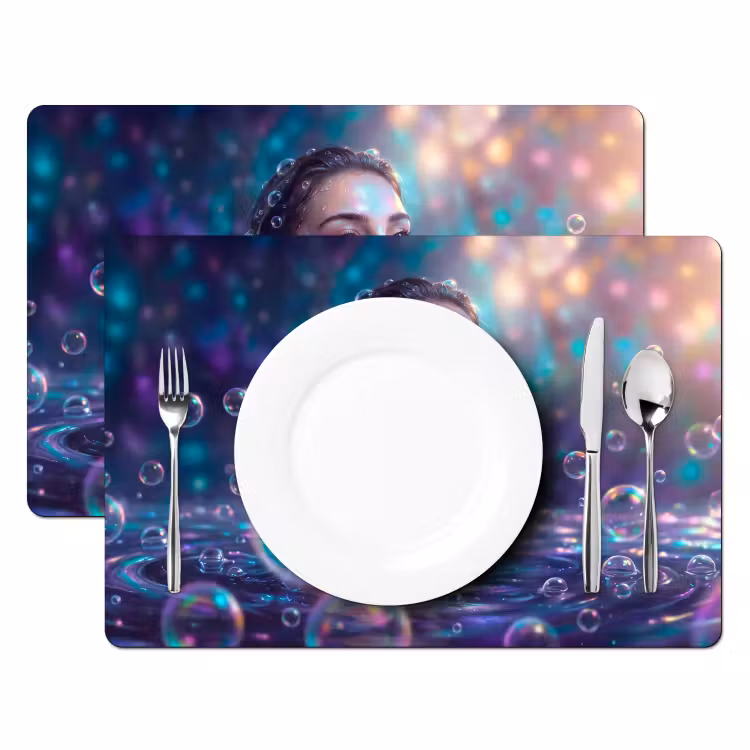 Placemat - 6 stuks - Vrouw - Water - Portret - Kleurrijk - Modern — 2