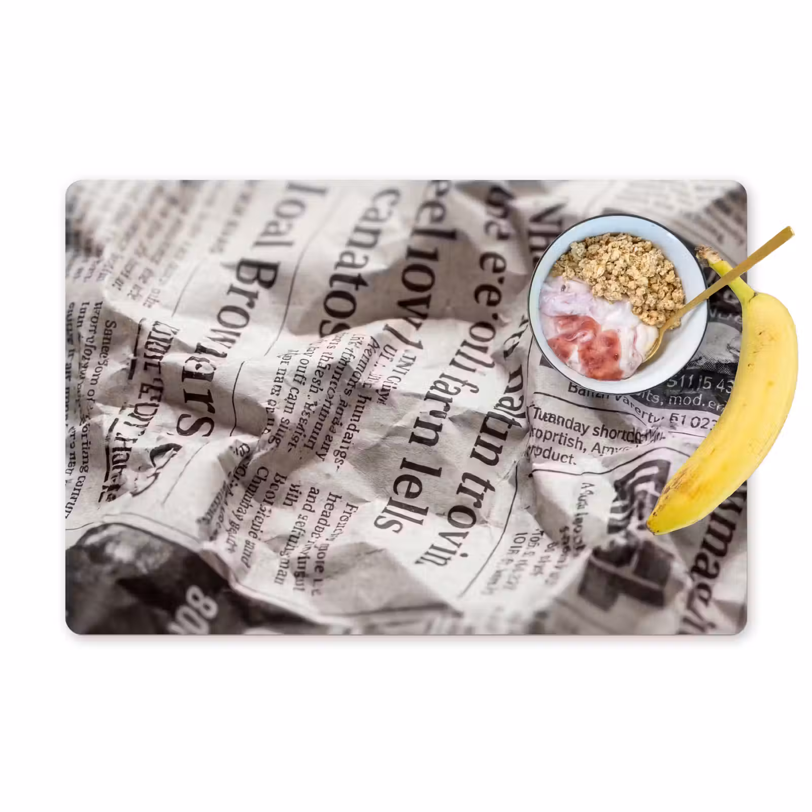 Placemat - 6 stuks - Krant - Gekreukeld - Textuur - Vintage - Zwart-wit — 1