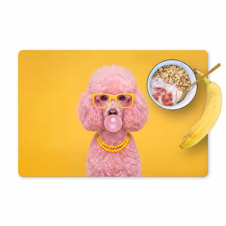 Placemat - 6 stuks - Hond - Kauwgum - Dieren - Modern - Roze — 1