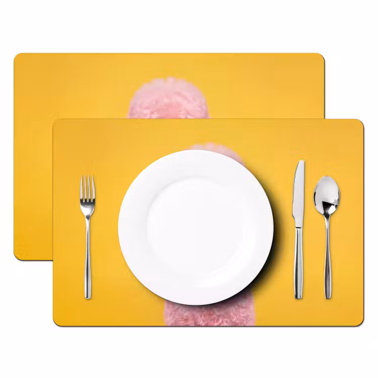 Placemat - 6 stuks - Hond - Kauwgum - Dieren - Modern - Roze — 2