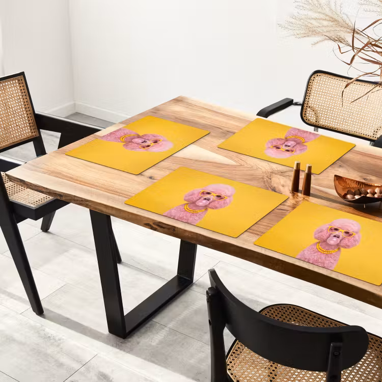 Placemat - 6 stuks - Hond - Kauwgum - Dieren - Modern - Roze — 5
