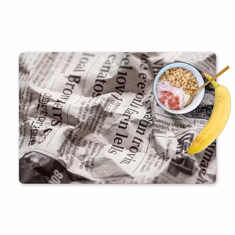 Placemat - 6 stuks - Krant - Gekreukeld - Textuur - Vintage - Zwart-wit — 1
