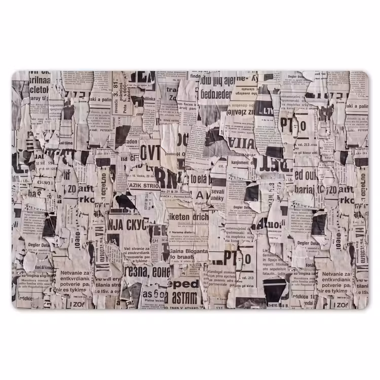 Placemat - 6 stuks - Krant - Gescheurd - Textuur - Abstract - Zwart-wit — 7