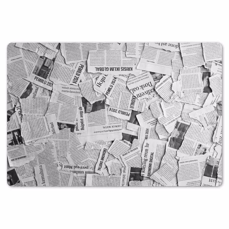 Placemat - 6 stuks - Krant - Versnipperd - Textuur - Zwart-wit - Abstract — 7