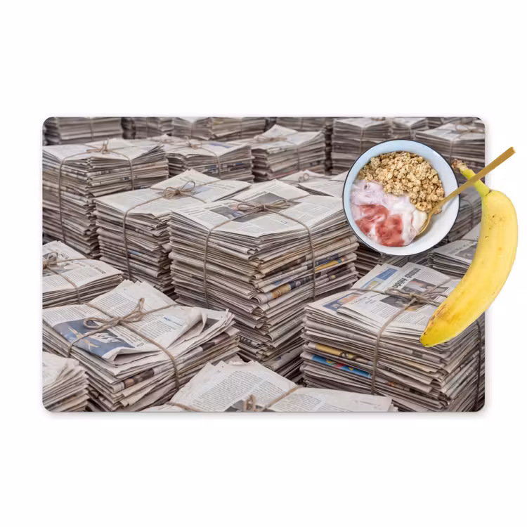 Placemat - 6 stuks - Kranten - Stapels - Touw - Informatie - Vintage — 1