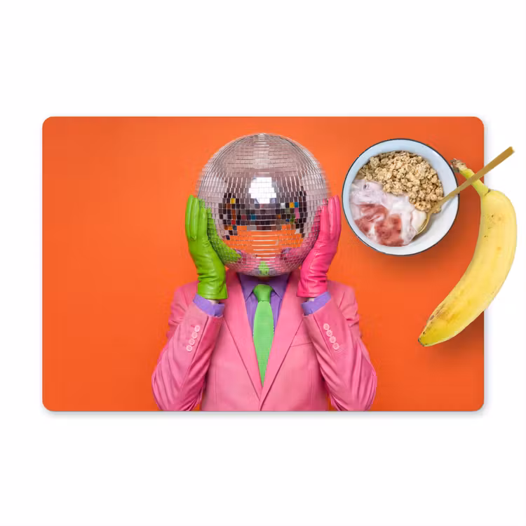 Placemat - 6 stuks - Kunst - Disco bal - Kleurrijk - Modern - Studio — 1