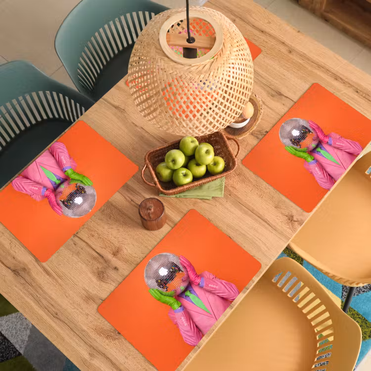Placemat - 6 stuks - Kunst - Disco bal - Kleurrijk - Modern - Studio — 6