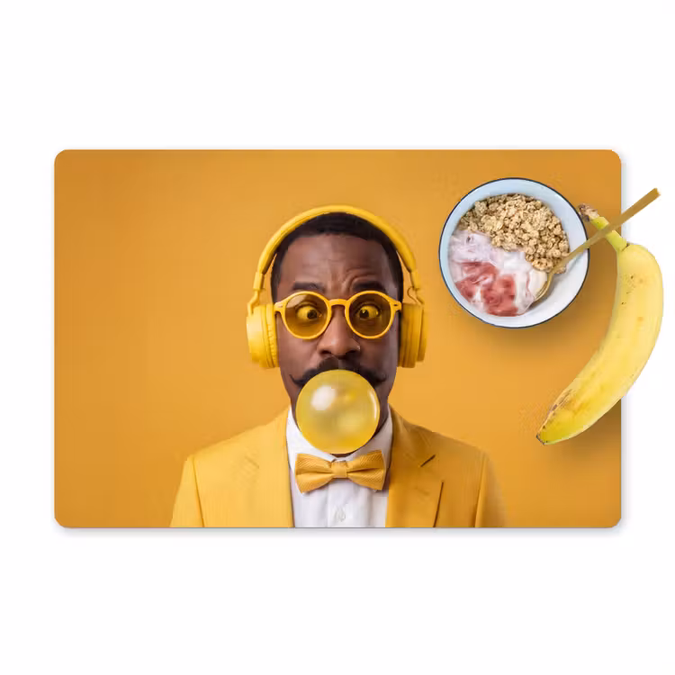 Placemat - 6 stuks - Man - Bubblegum - Portret - Geel - Modern — 1