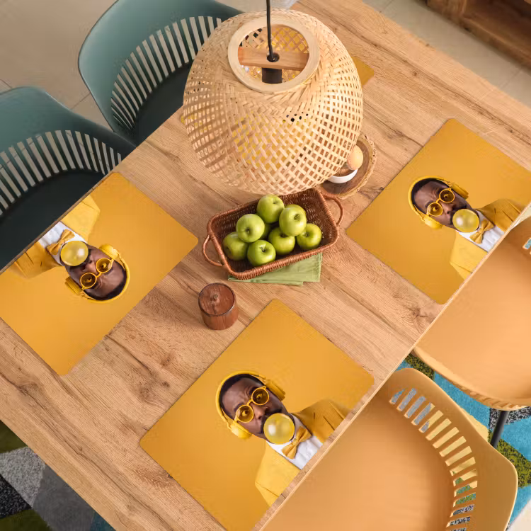 Placemat - 6 stuks - Man - Bubblegum - Portret - Geel - Modern — 6