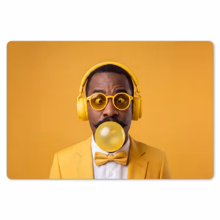 Placemat - 6 stuks - Man - Bubblegum - Portret - Geel - Modern — 7