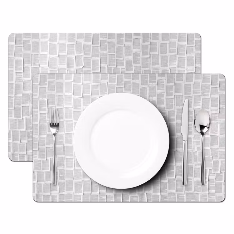 Placemat - 6 stuks - Papier - Overlappend - Textuur - Modern - Wit — 2