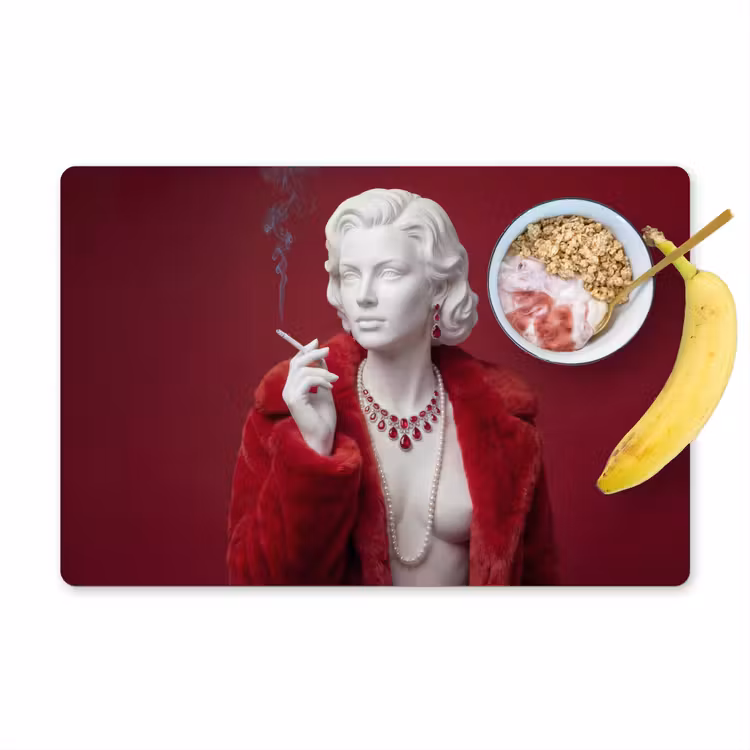 Placemat - 6 stuks - Vrouw - Bontjas - Mode - Klassiek - Rood — 1