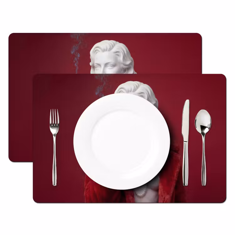 Placemat - 6 stuks - Vrouw - Bontjas - Mode - Klassiek - Rood — 2
