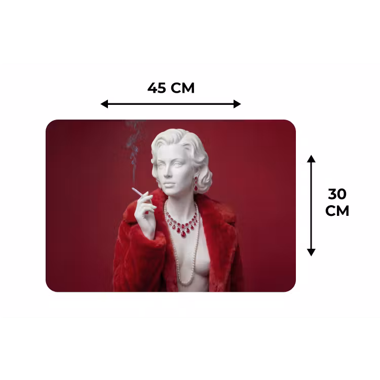 Placemat - 6 stuks - Vrouw - Bontjas - Mode - Klassiek - Rood — 3