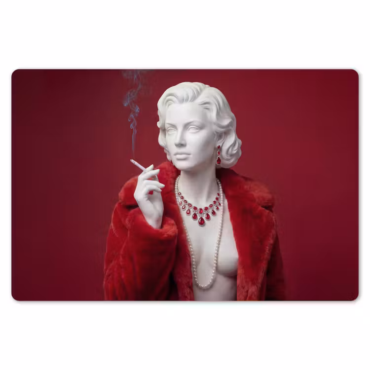 Placemat - 6 stuks - Vrouw - Bontjas - Mode - Klassiek - Rood — 7