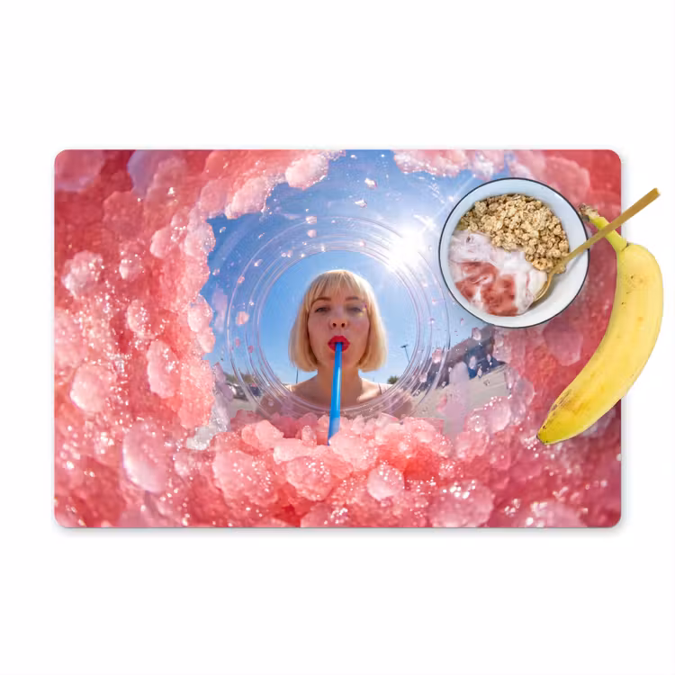 Placemat - 6 stuks - Vrouw - Drank - Zomer - Roze - Blauw — 1