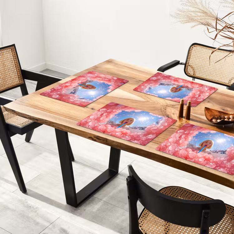 Placemat - 6 stuks - Vrouw - Drank - Zomer - Roze - Blauw — 5