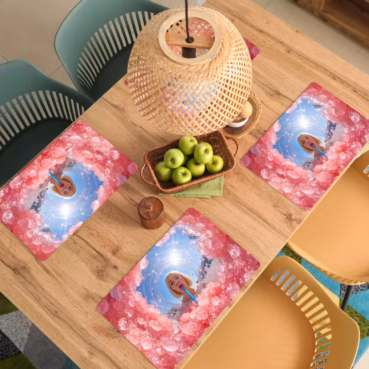 Placemat - 6 stuks - Vrouw - Drank - Zomer - Roze - Blauw — 6