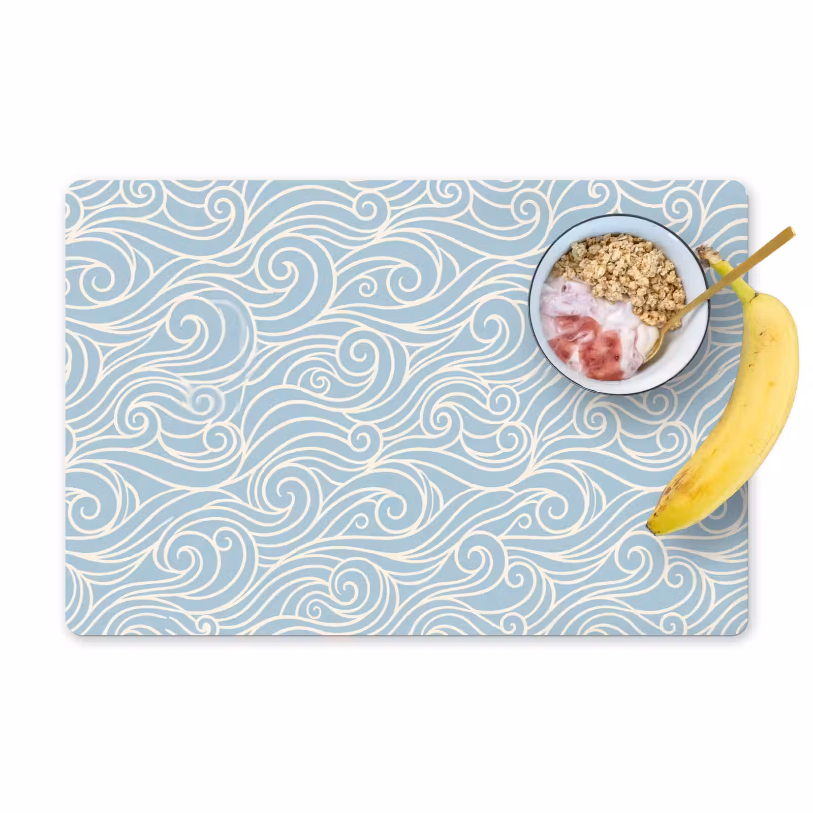 Placemat - 6 stuks - Golf - Abstract - Natuur - Modern - Blauw — 1