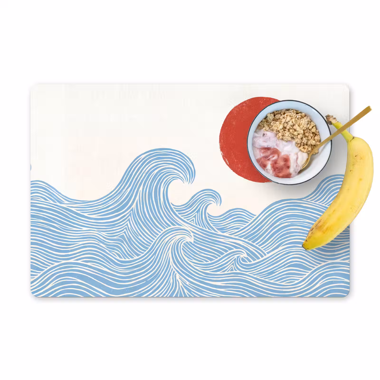 Placemat - 6 stuks - Zon - Golven - Oceaan - Abstract - Rood — 1