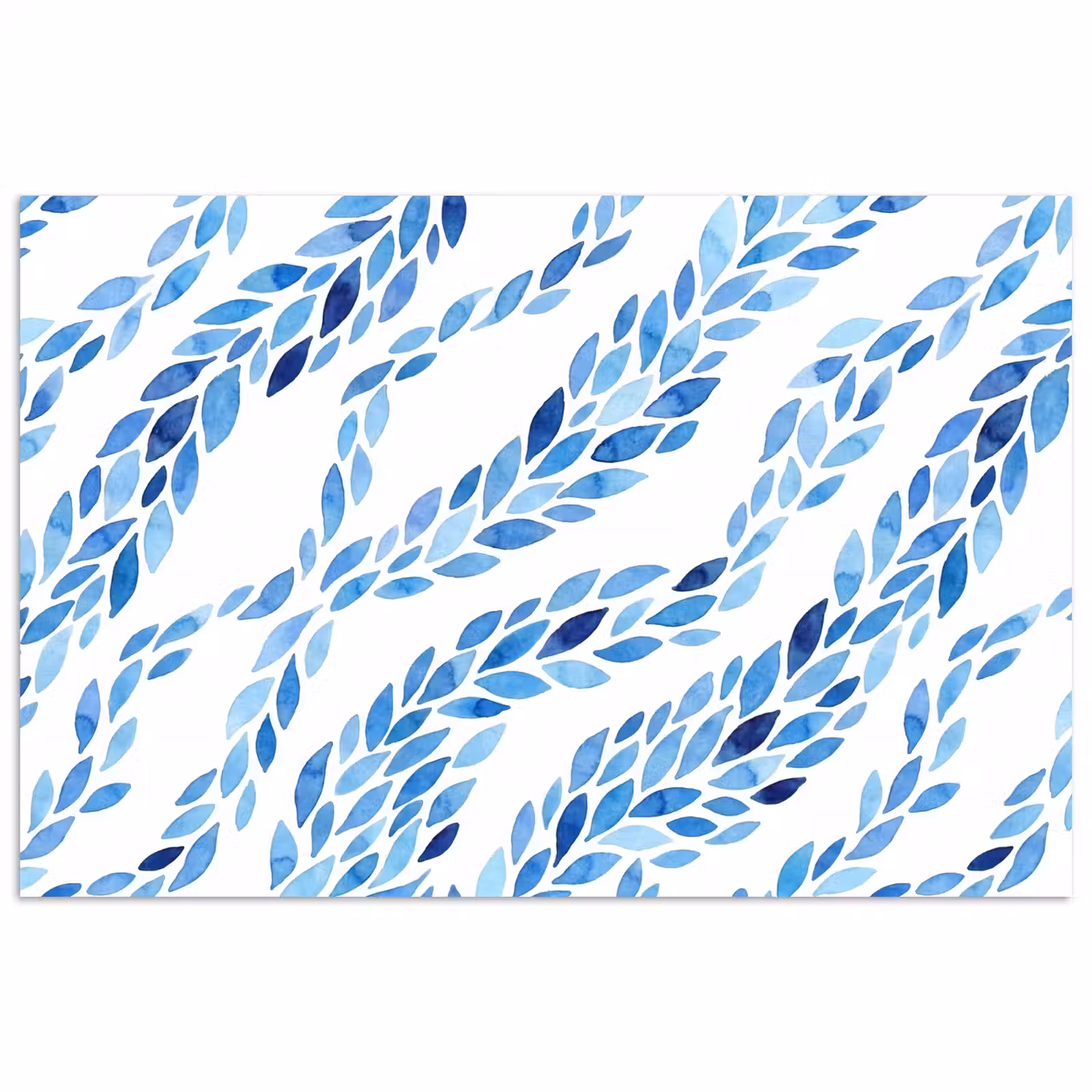Poster - Bladeren - Aquarel - Patroon - Modern - Blauw — 1
