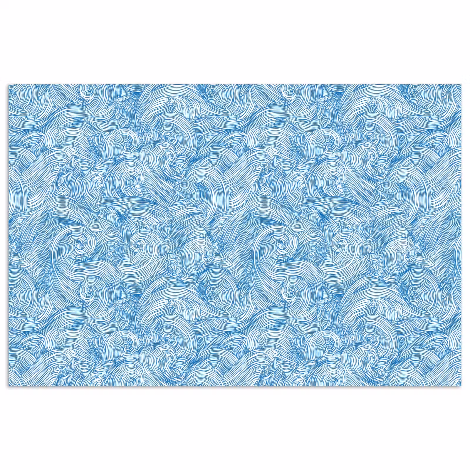 Poster - Blauw - Wit - Spiraal - Golven - Lijnen — 1