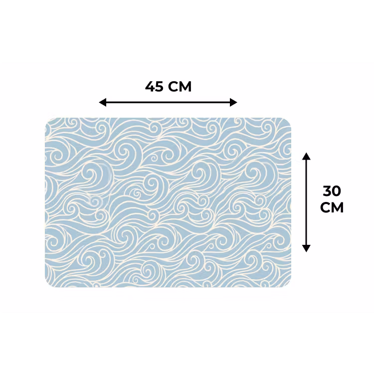 Placemat - 6 stuks - Golf - Abstract - Natuur - Modern - Blauw — 3