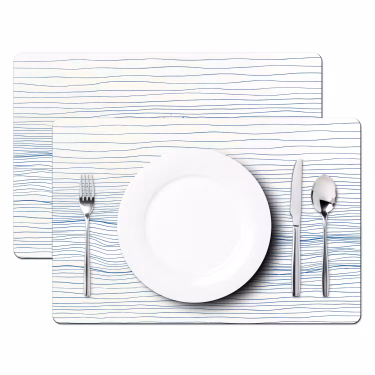 Placemat - 6 stuks - Golf - Brekende - Natuur - Minimalistisch - Blauw — 2
