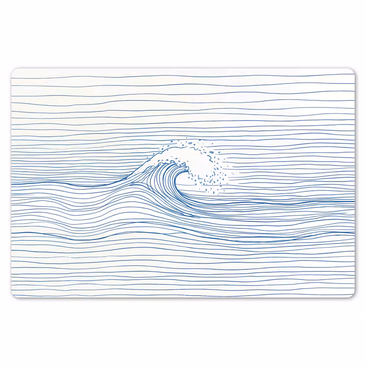 Placemat - 6 stuks - Golf - Brekende - Natuur - Minimalistisch - Blauw — 7