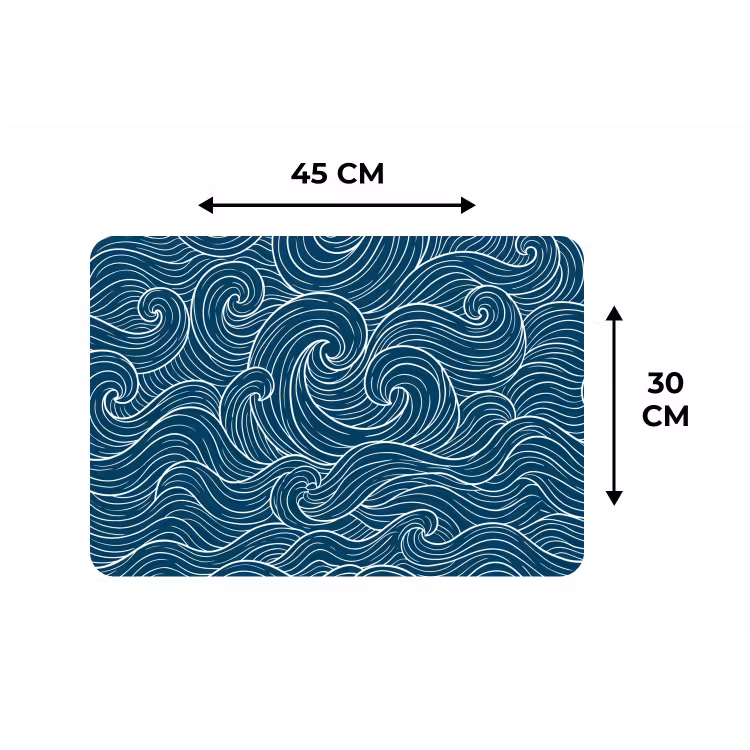 Placemat - 6 stuks - Golven - Spiraal - Water - Abstract - Blauw — 3