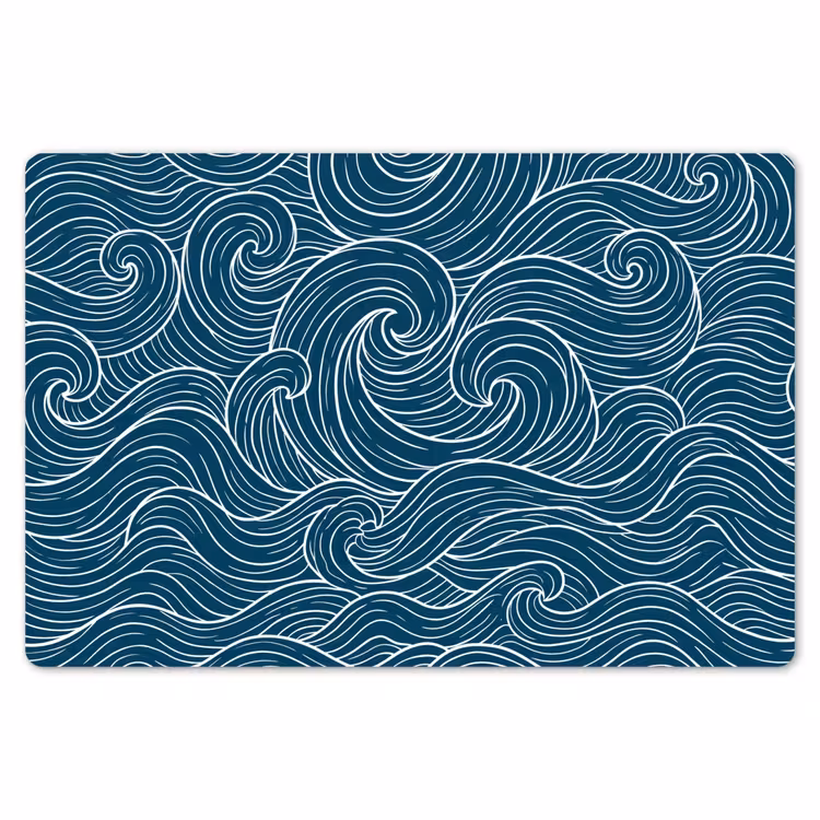 Placemat - 6 stuks - Golven - Spiraal - Water - Abstract - Blauw — 7