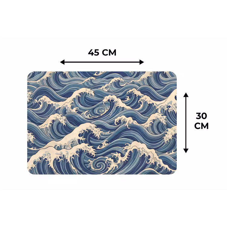 Placemat - 6 stuks - Golven - Zee - Natuur - Abstract - Blauw — 3