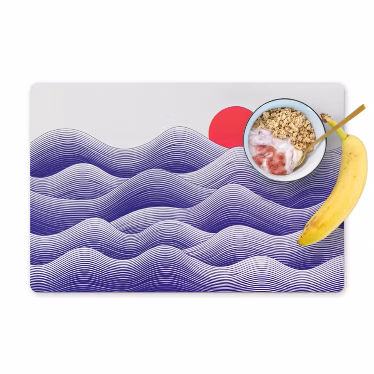 Placemat - 6 stuks - Golven - Zon - Natuur - Abstract - Rood — 1