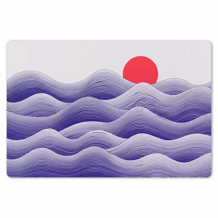 Placemat - 6 stuks - Golven - Zon - Natuur - Abstract - Rood — 7