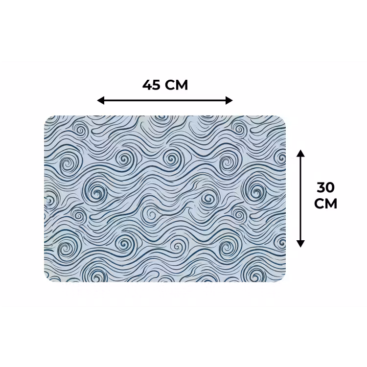 Placemat - 6 stuks - Patroon - Golven - Abstract - Modern - Blauw — 3