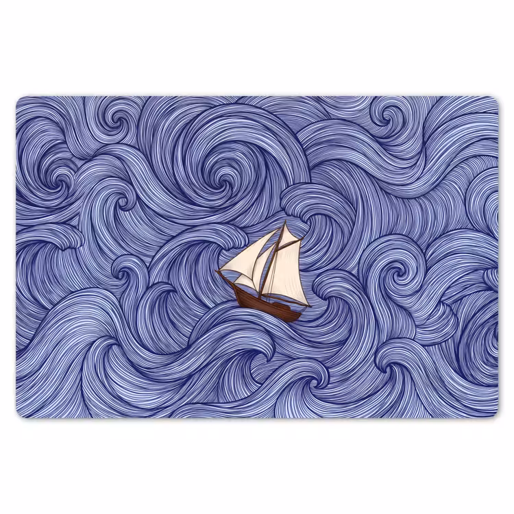 Placemat - 6 stuks - Schip - Golven - Zee - Illustratie - Blauw — 7